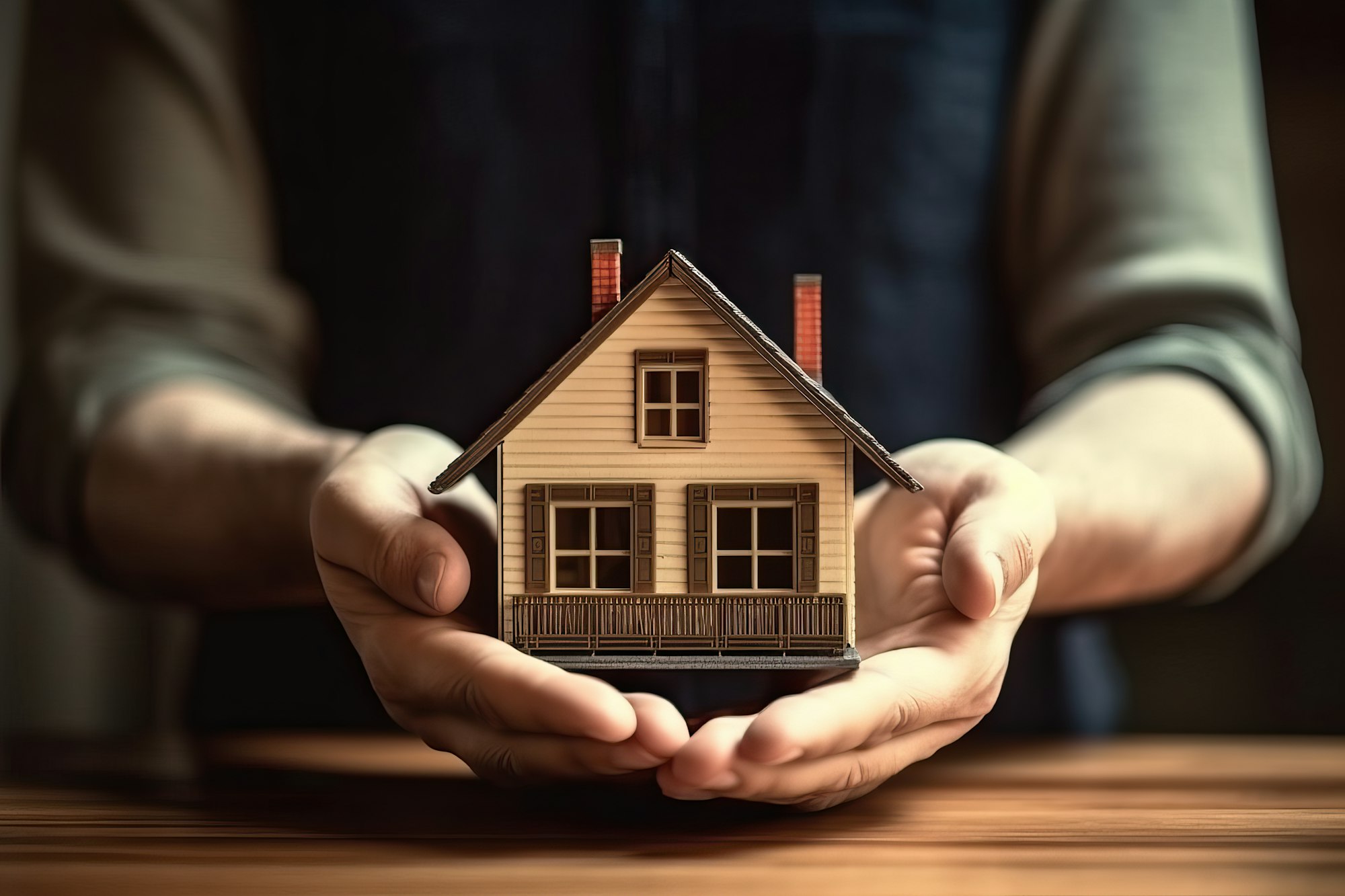 Photo of a person holding a miniature house, symbolizing real estate investment or homeownership